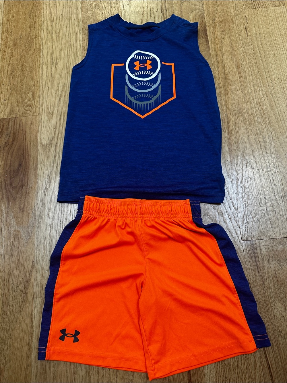 Under Armour Boys Navy & Orange Athletic Tank Top and Shorts Set